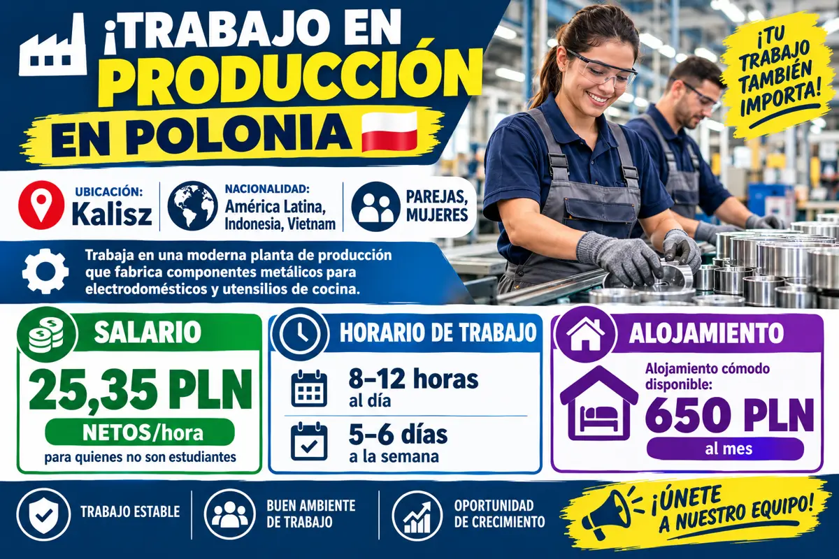 Operario de producción — componentes metálicos — Kalisz